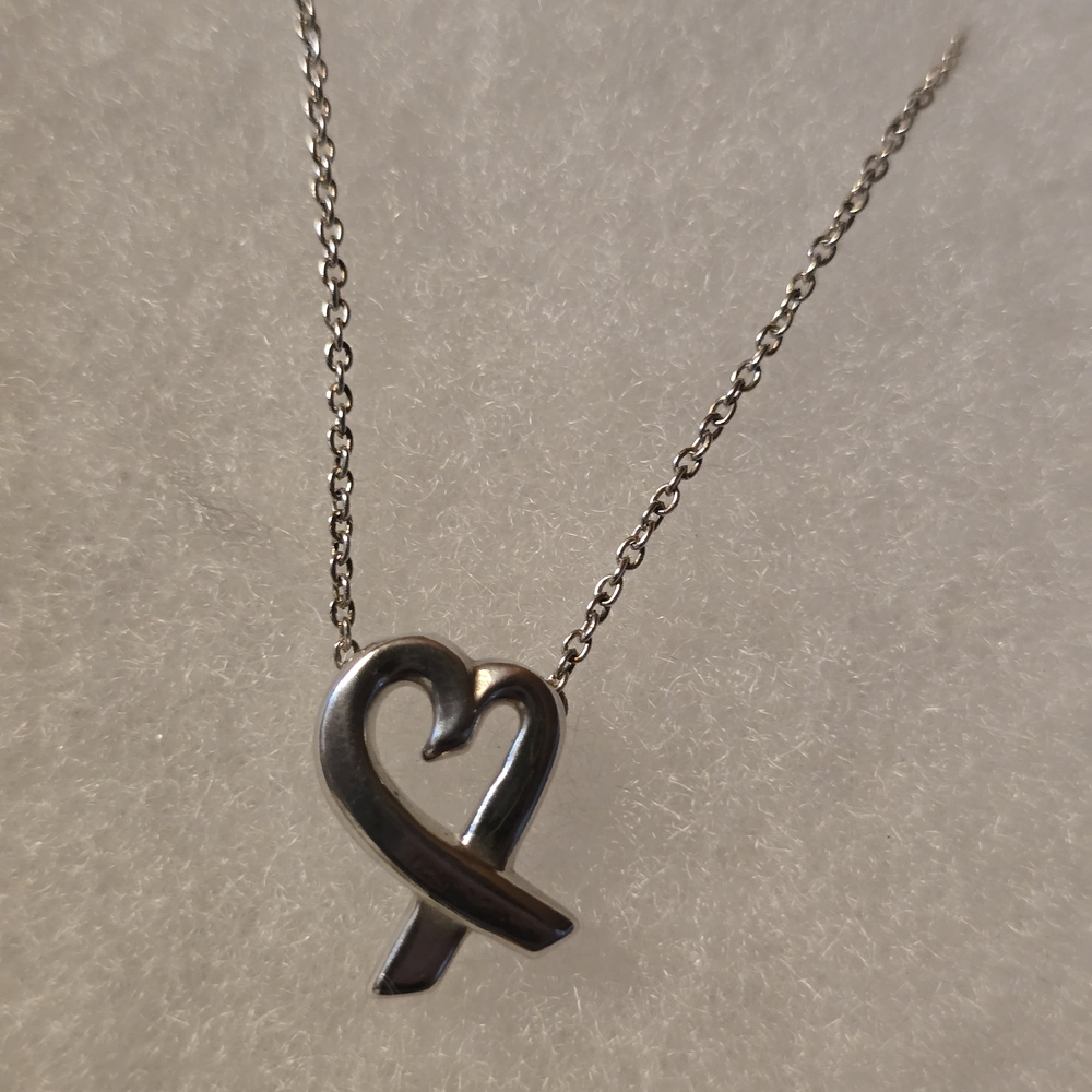 Tiffany & Co. Silver Ribbon Heart Necklace